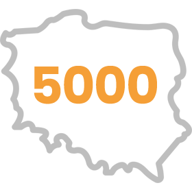 Ikona przedstawiająca kształt Polski ze wpisaną liczbą 5000