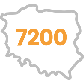 Ikona przedstawiająca mapę Polski z wpisaną liczbą 7200