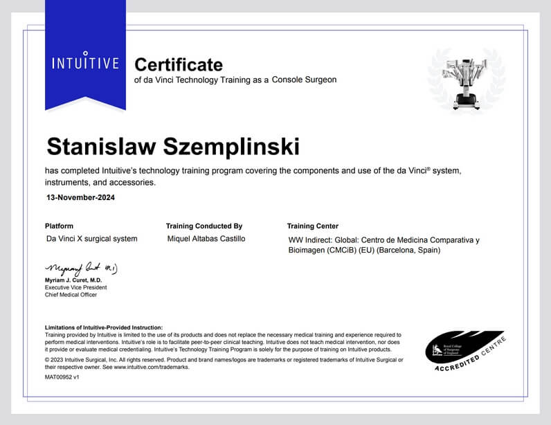 Certyfikat Stanisław Szempliński